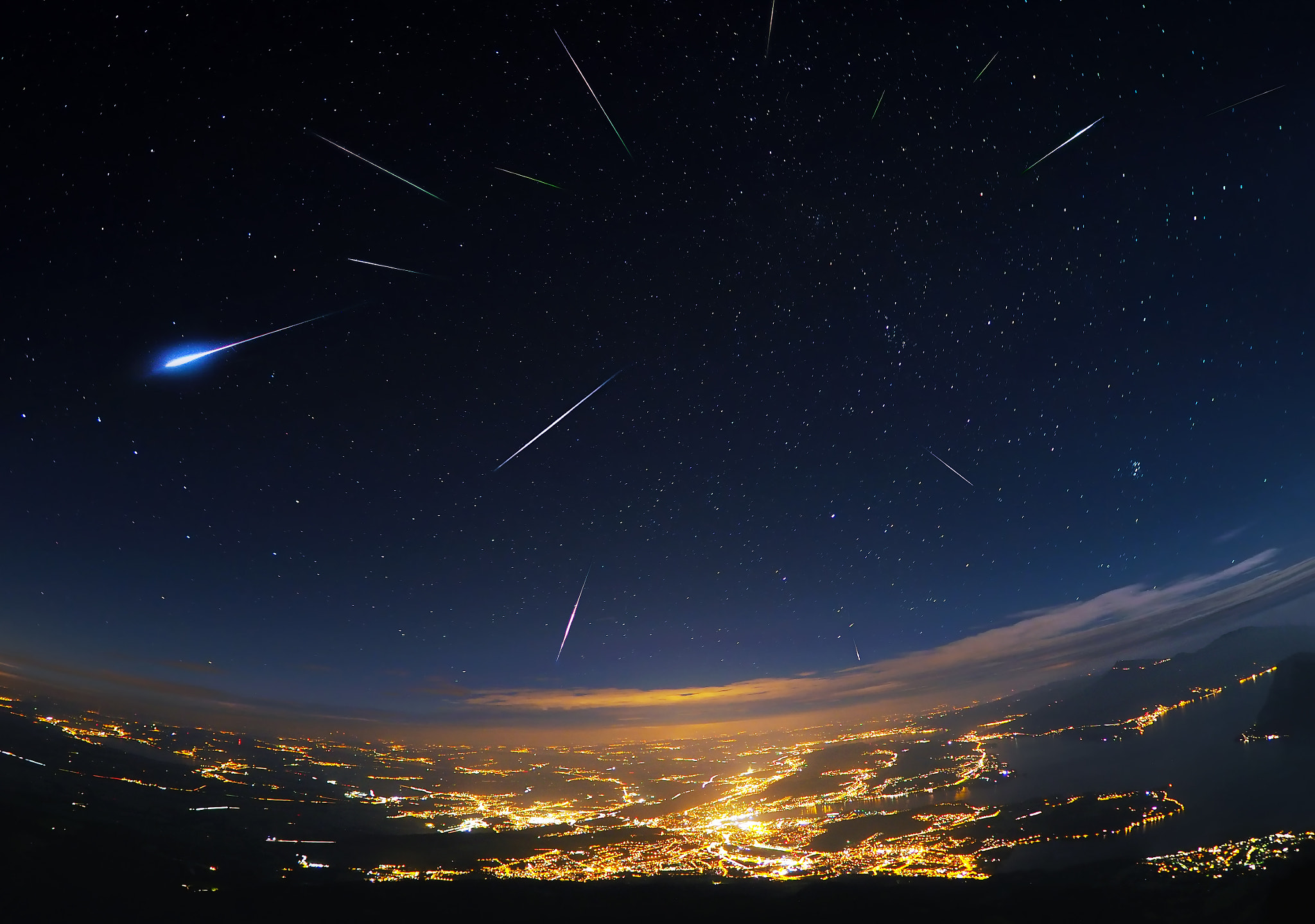 Olympus OM-D E-M10 III sample photo. Perseids over lucerne photography
