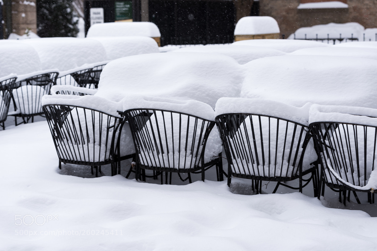 Nikon D750 sample photo. Metal chairs outside under photography