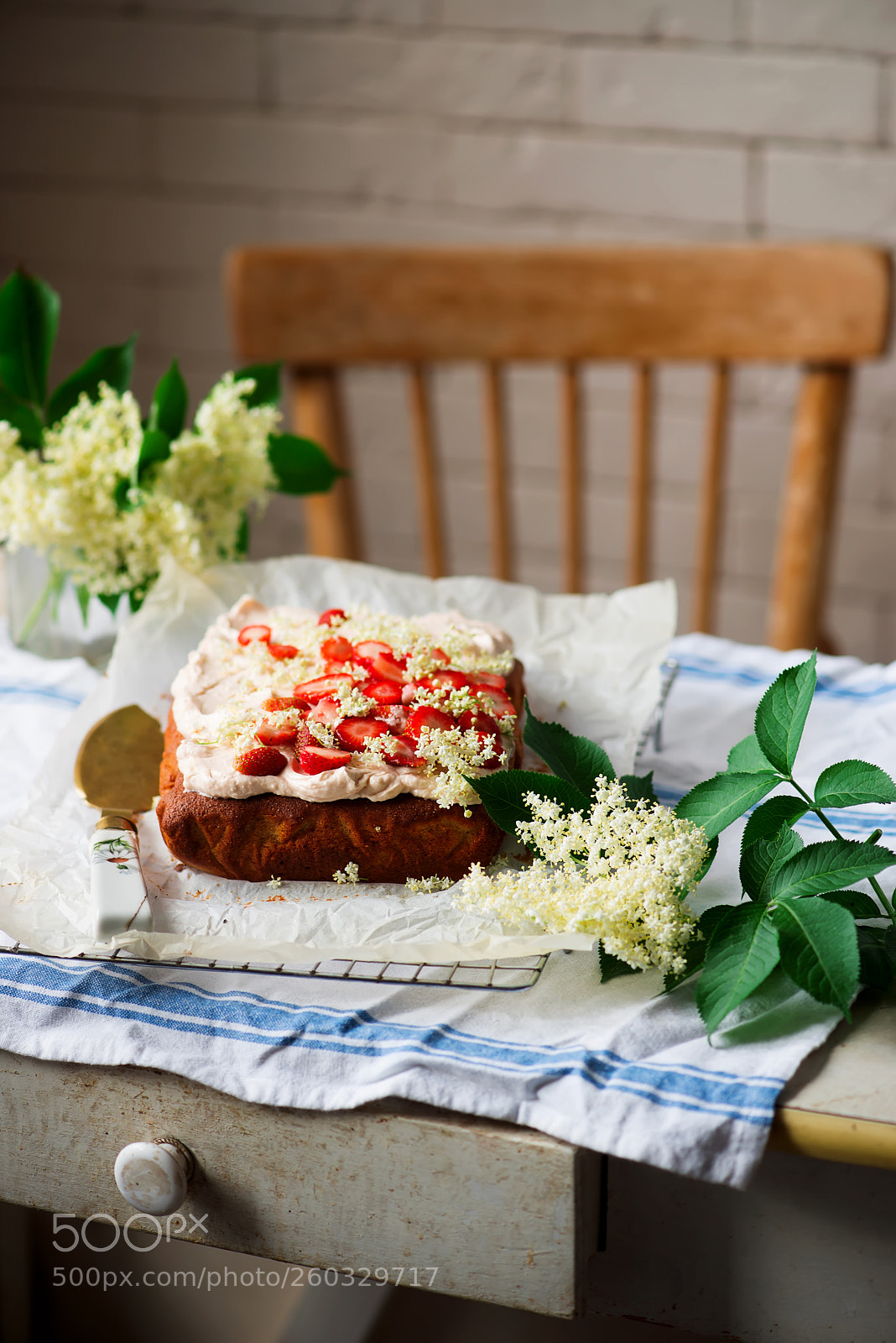 Nikon D610 sample photo. Strawberry, lemon elderflower cake.style photography