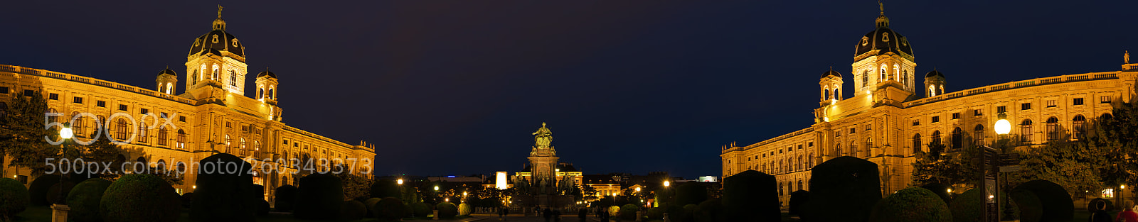 Sony a7R II sample photo. Night panorama of maria-theresien-platz photography