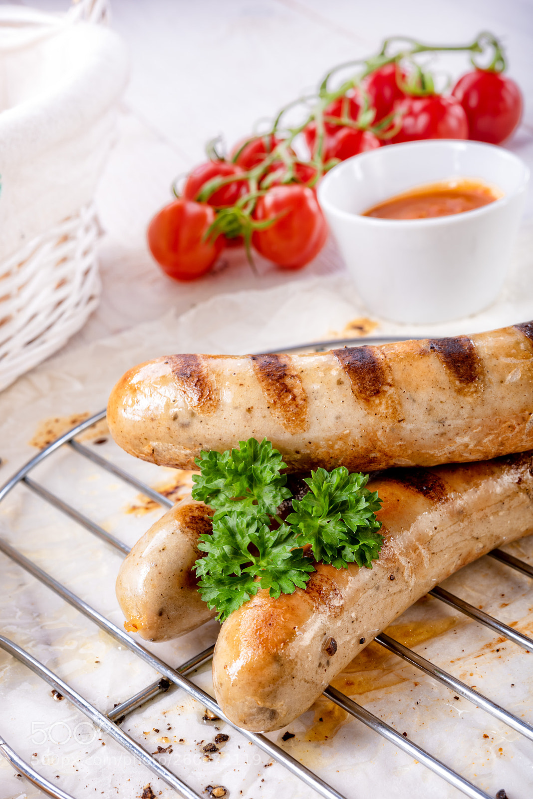 Nikon D810 sample photo. Delicious bratwurst with ketchup photography