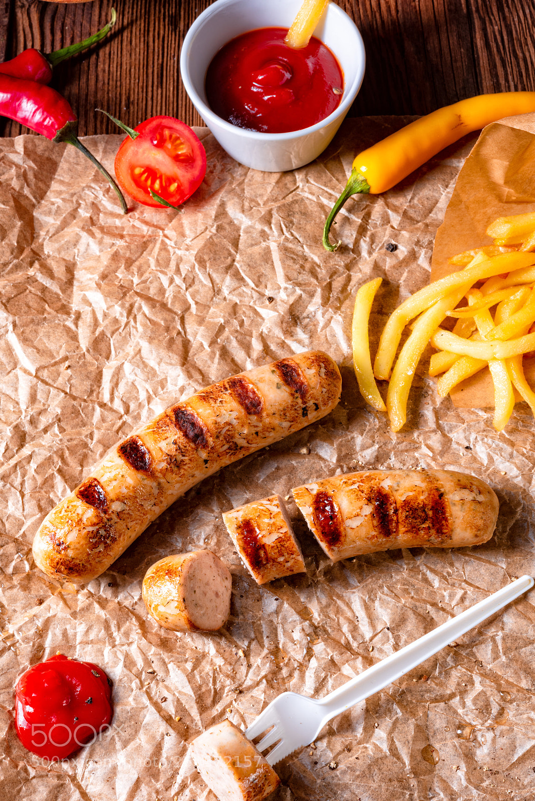 Nikon D810 sample photo. Rustic bratwurst with pommes photography