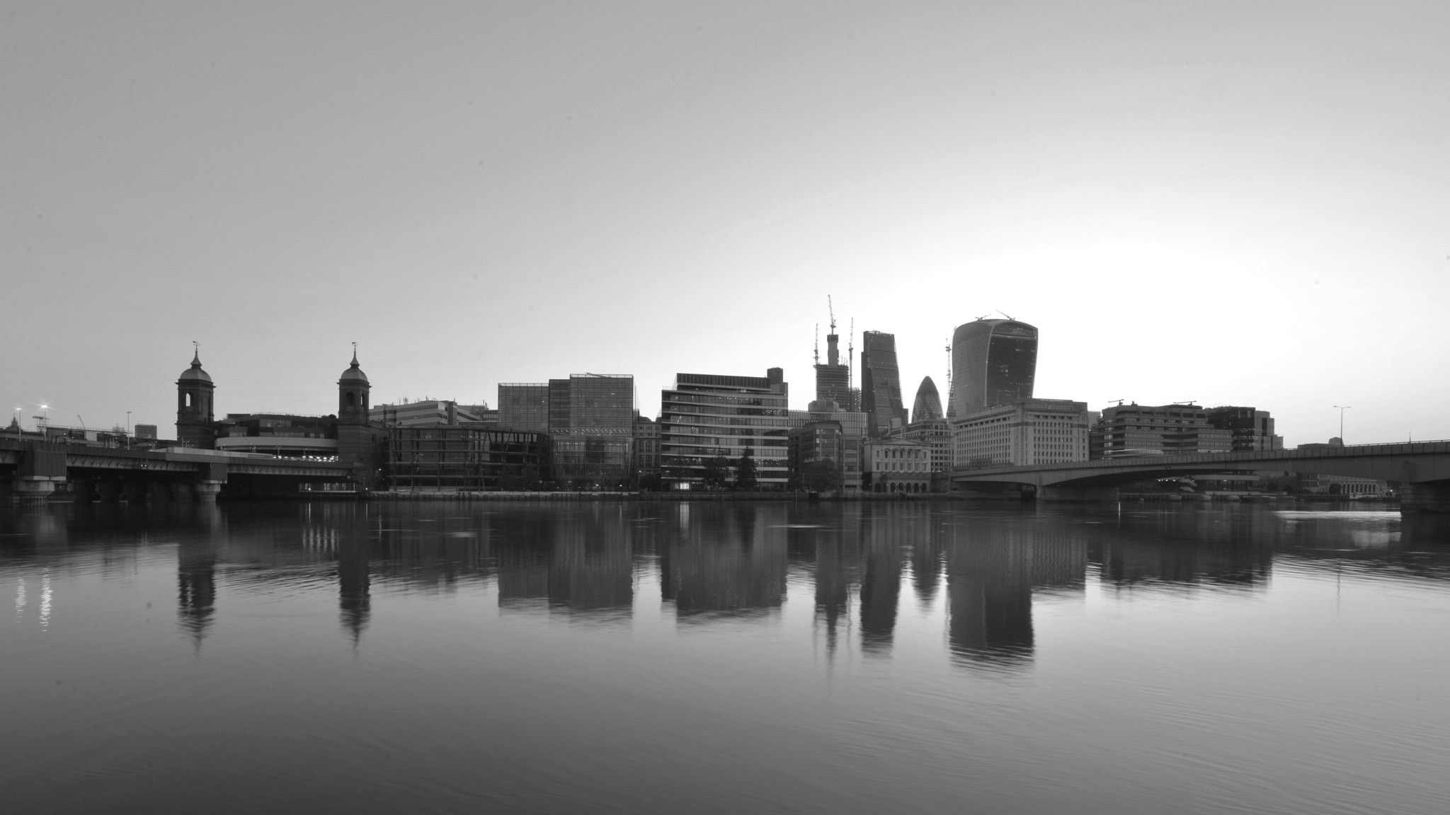 Nikon D600 sample photo. London skyline at sunrise (bw) photography