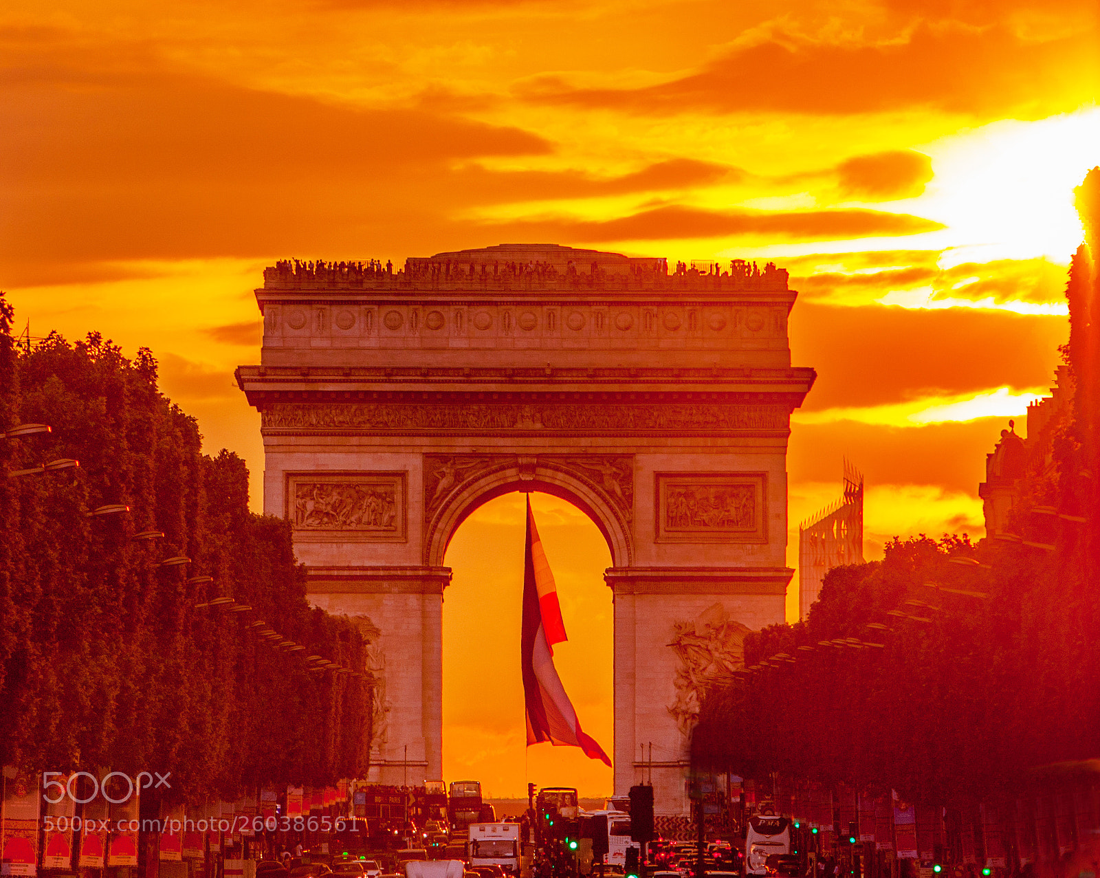 Canon EOS 40D sample photo. Arc de triomphe sunset photography