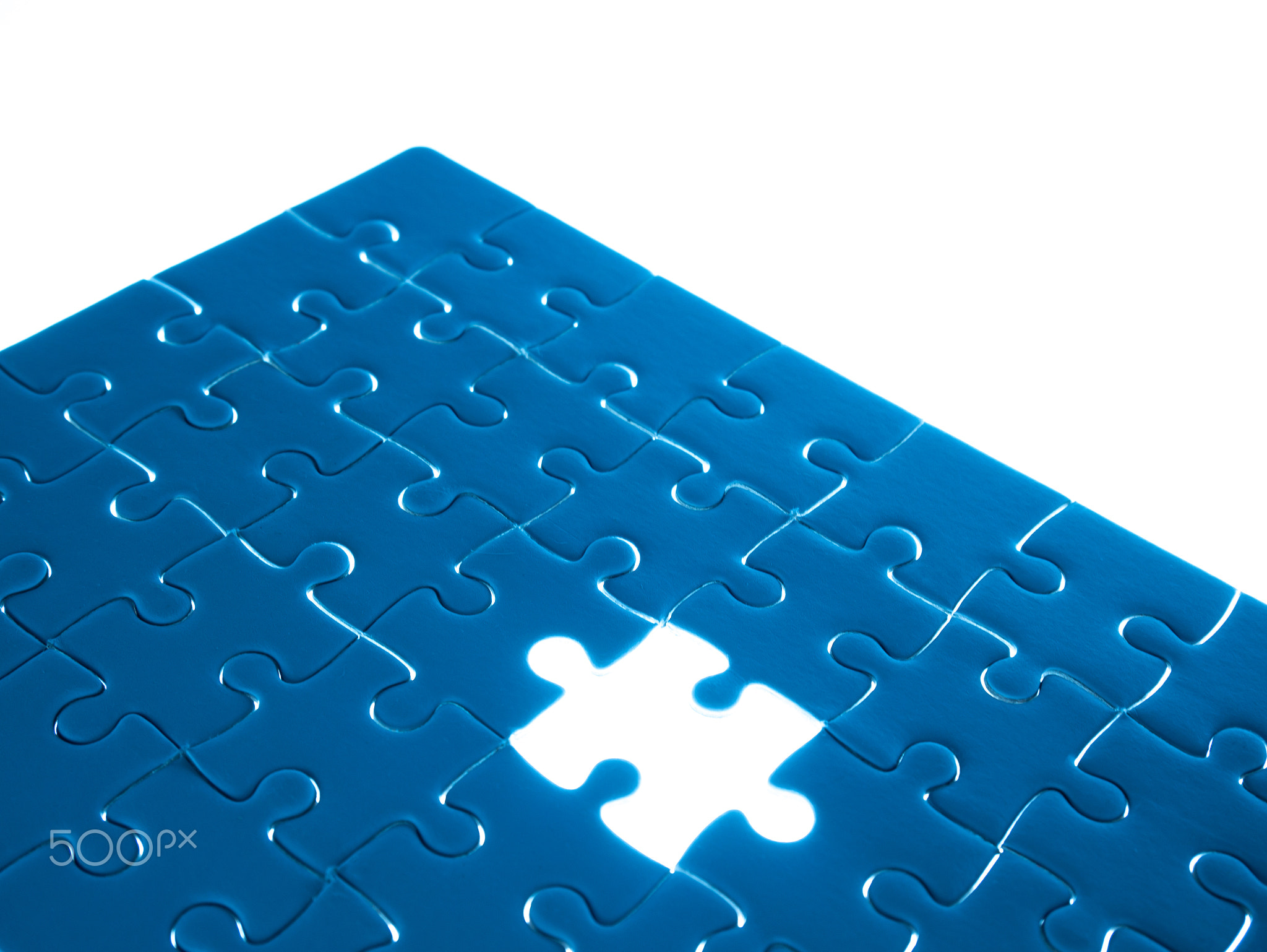 Missing Jigsaw puzzle piece with lighting, business concept for