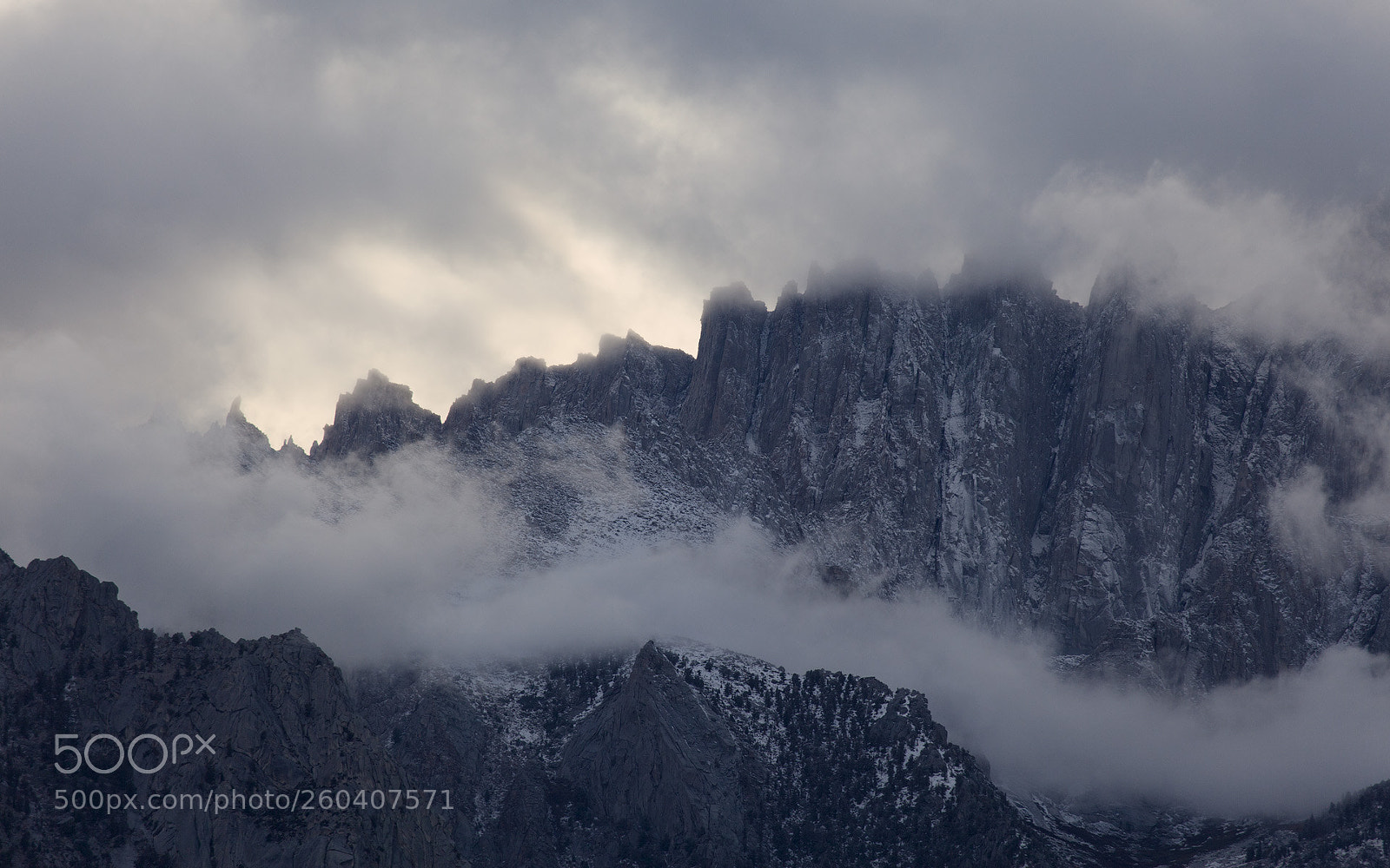 Canon EOS 5D Mark II sample photo. Mt whitney in fog photography