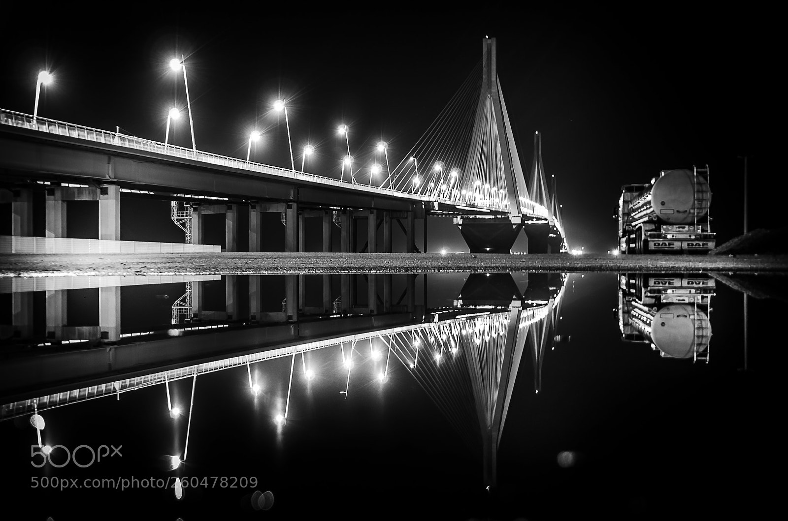 Nikon D7000 sample photo. Night bridge reflection photography