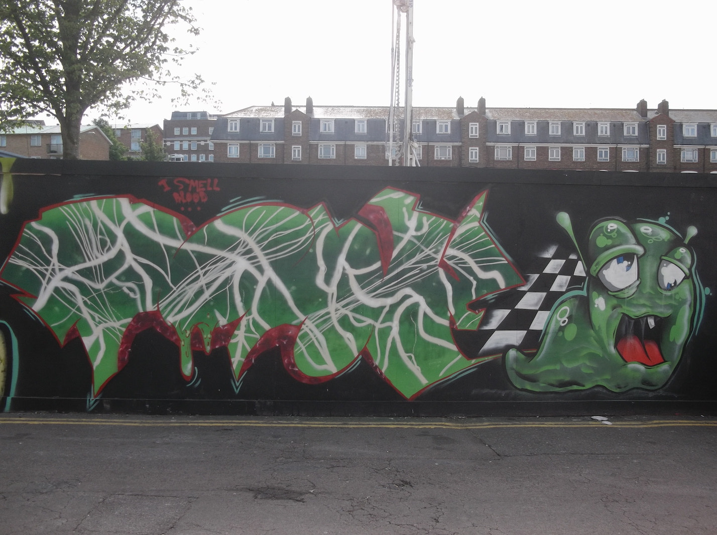 Fujifilm FinePix JV250 sample photo. Green slug graffiti (old market brighton) photography