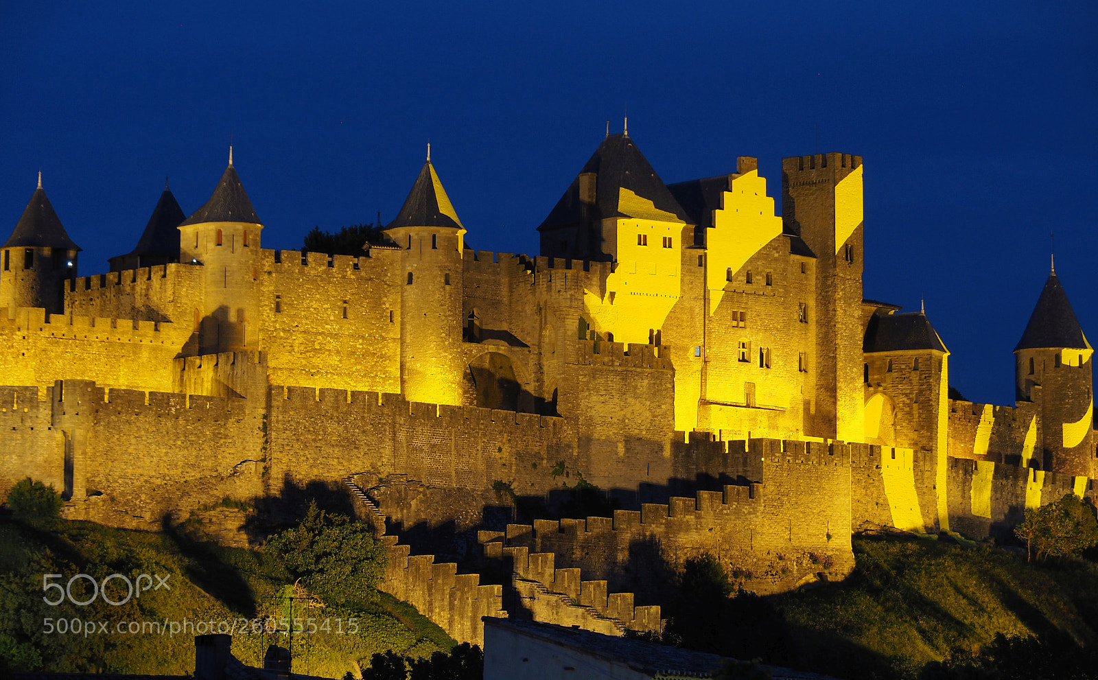 Olympus OM-D E-M5 II sample photo. Carcassonne by night photography