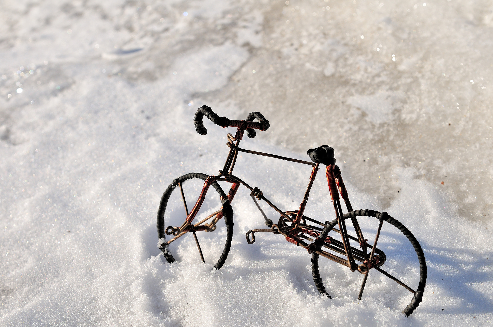 Nikon D300 sample photo. A toy's bike at the assault of winter photography