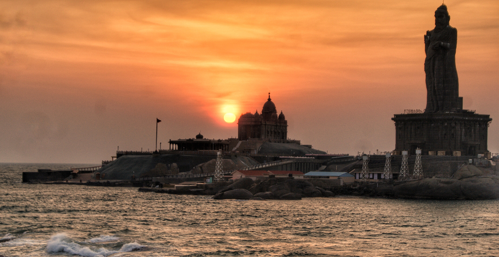 Sony Alpha DSLR-A290 sample photo. Sunrise at the meeting point of 3 seas, kanyakumari photography