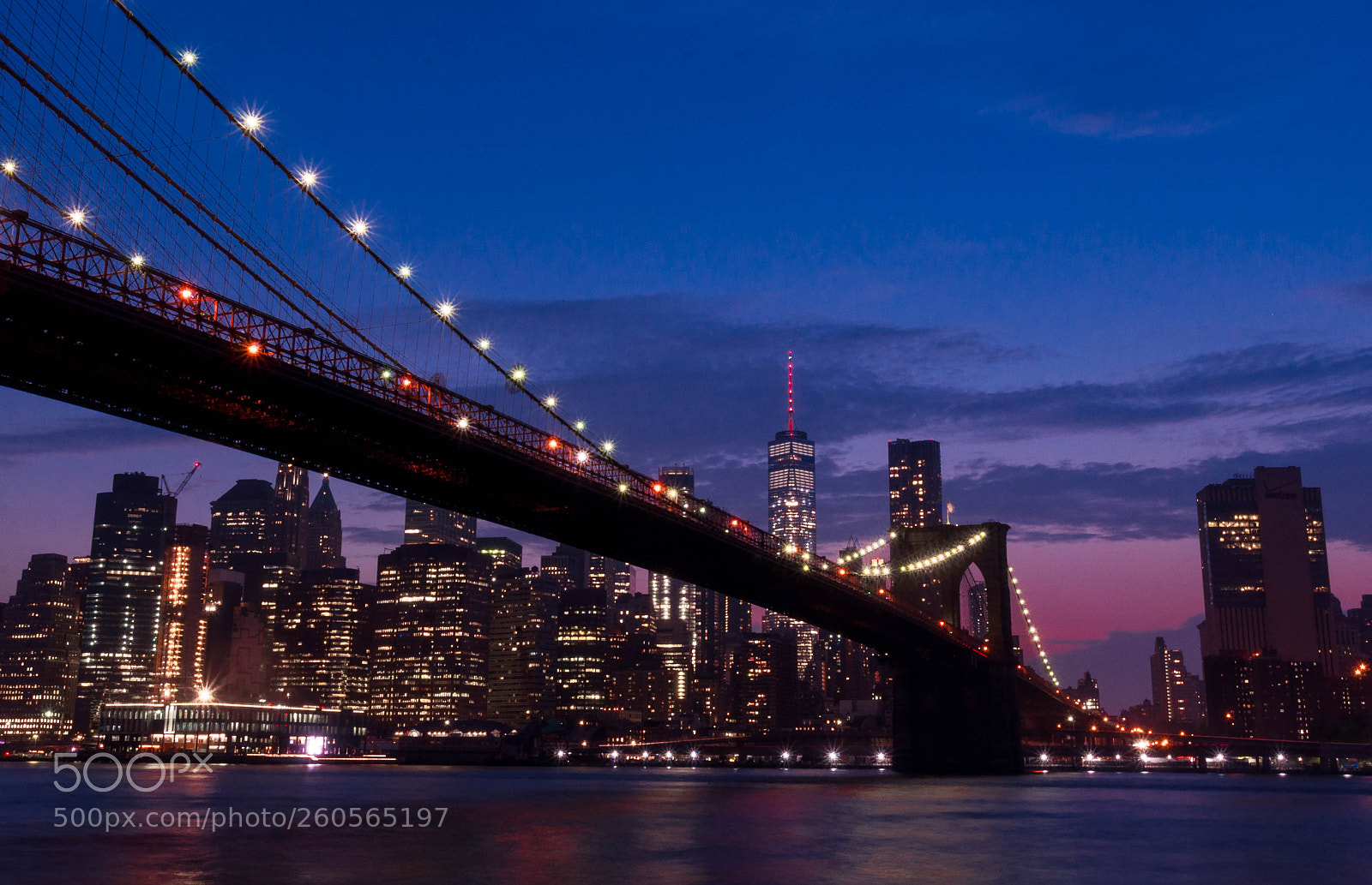 Nikon D90 sample photo. Brooklyn bridge blue hour photography