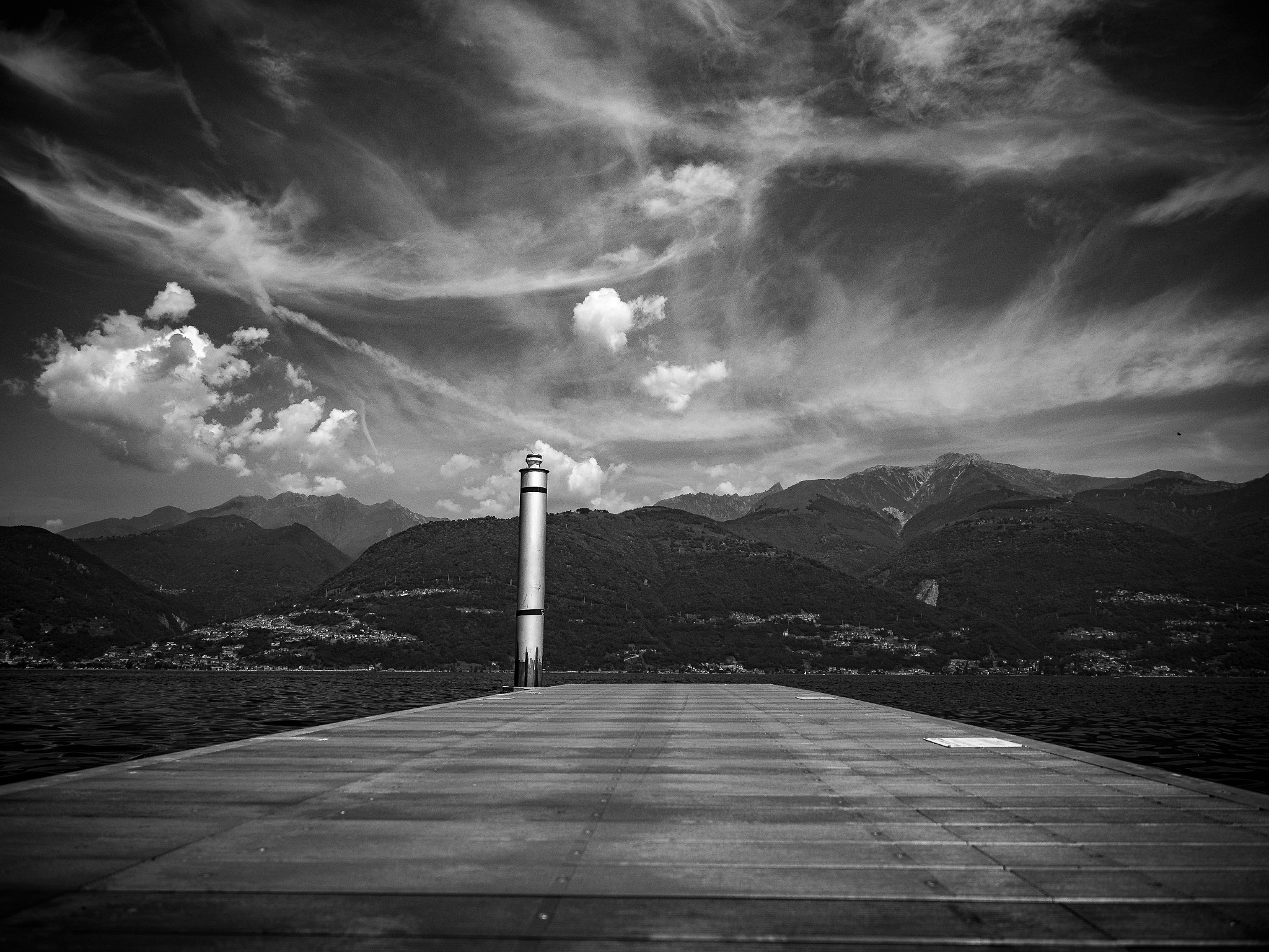 Olympus PEN-F sample photo. The pier on the lake: departing for the blue sky! photography