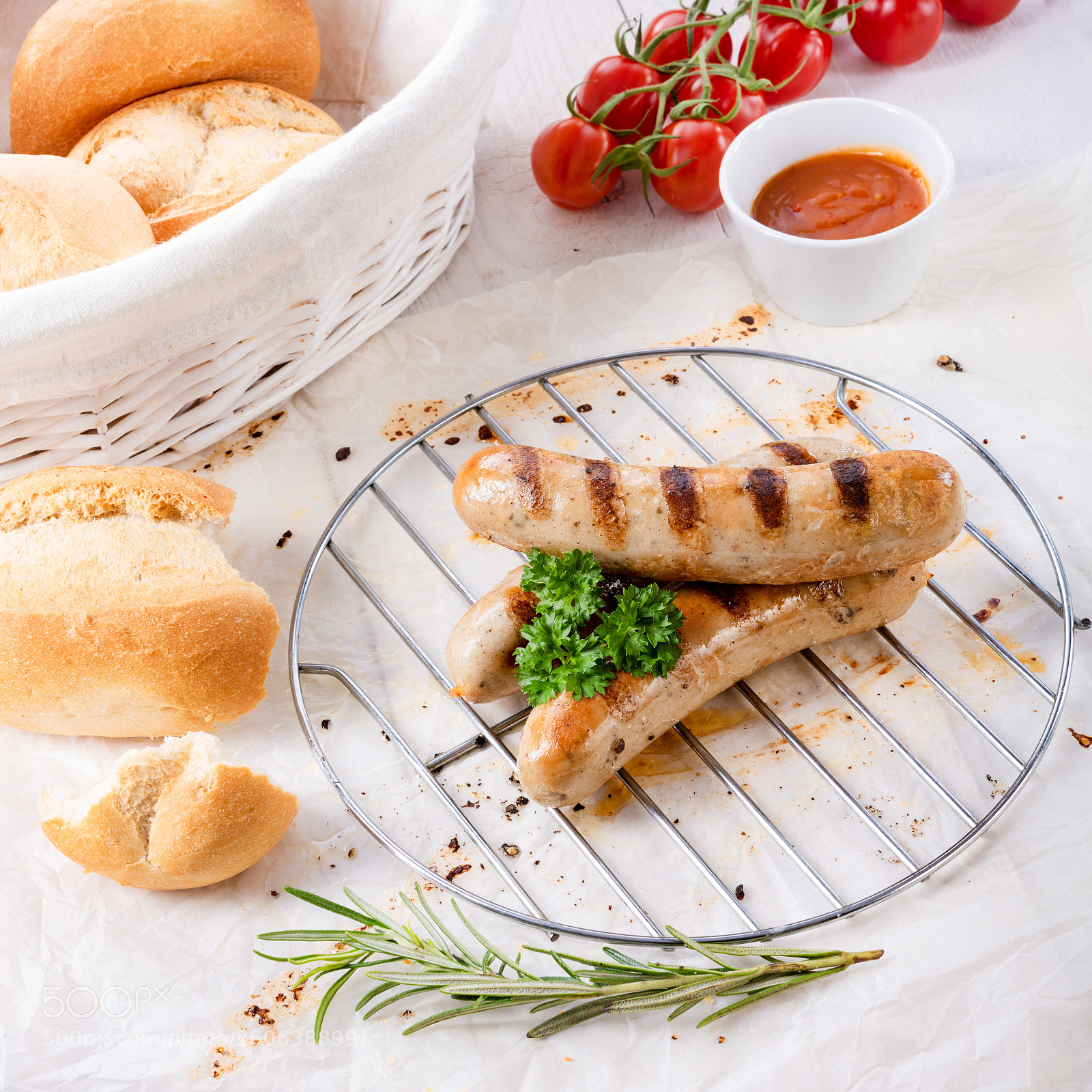 Nikon D810 sample photo. Delicious bratwurst with ketchup photography