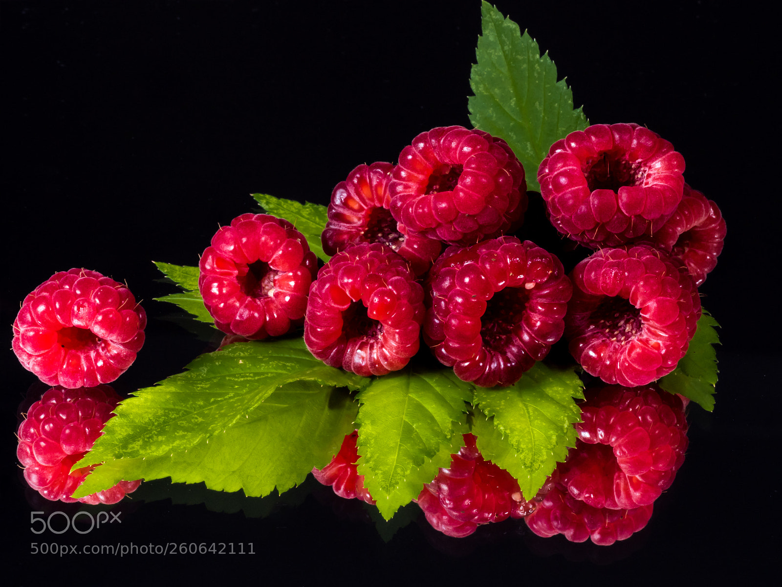 Olympus OM-D E-M5 II sample photo. Raspberries and leaf photography
