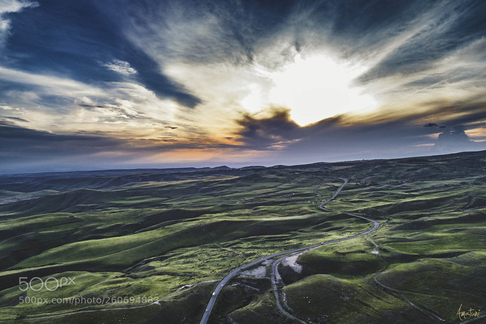DJI FC6310 sample photo. The road to sunset photography