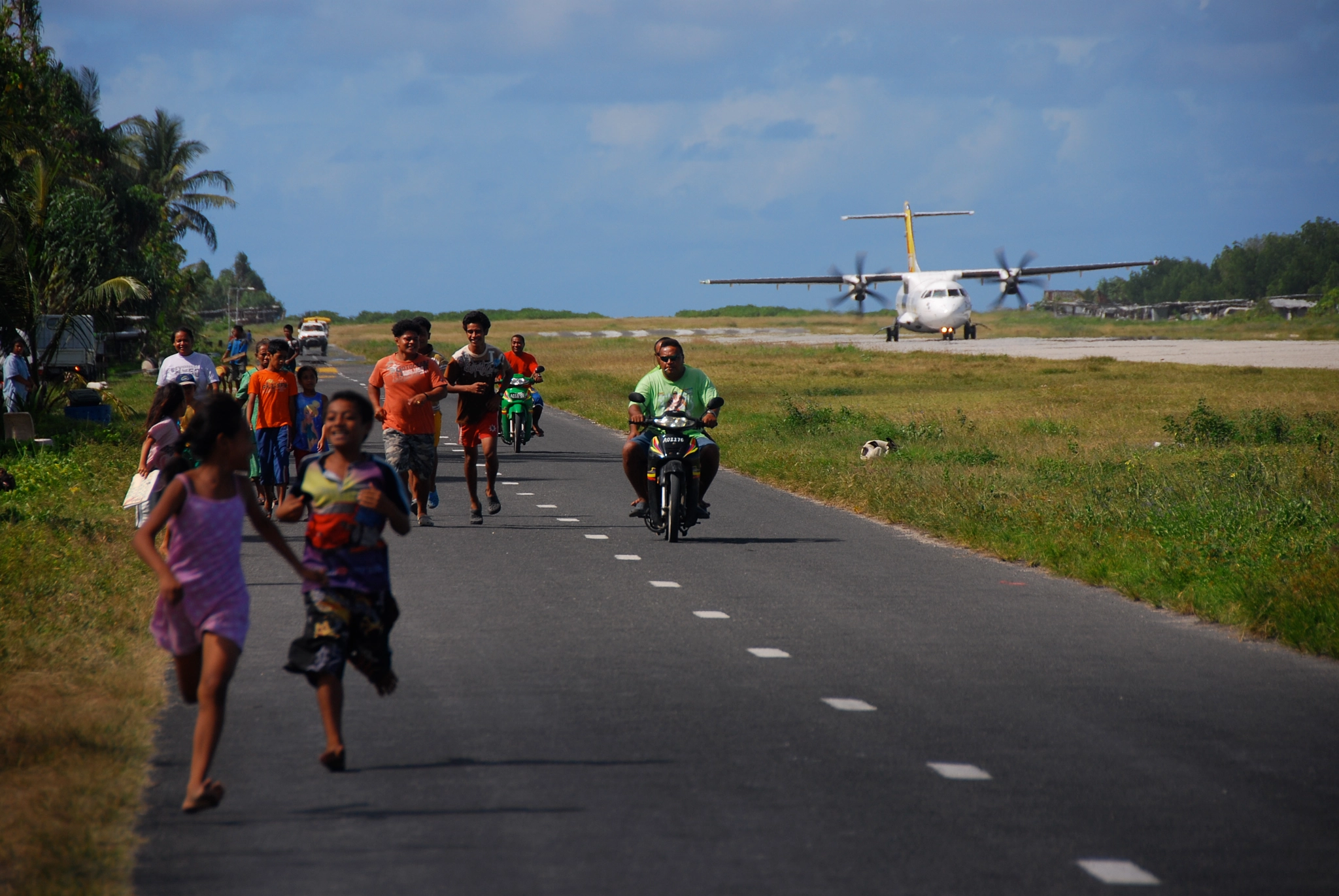 Nikon D80 sample photo. The arrival of the plane.  funafuti.  tuvalu. photography