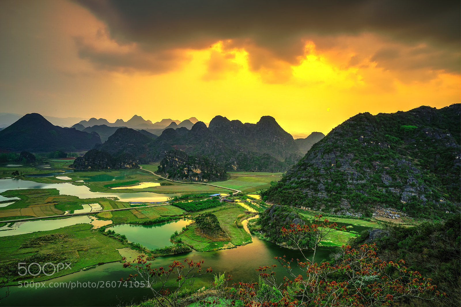 Sony a7R II sample photo. Sunset over puzhehei , yunnan. photography