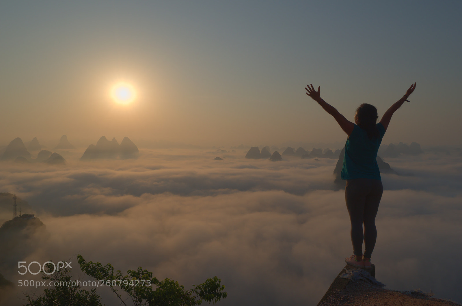 Nikon D5500 sample photo. Sunrise from yangshuo tv photography