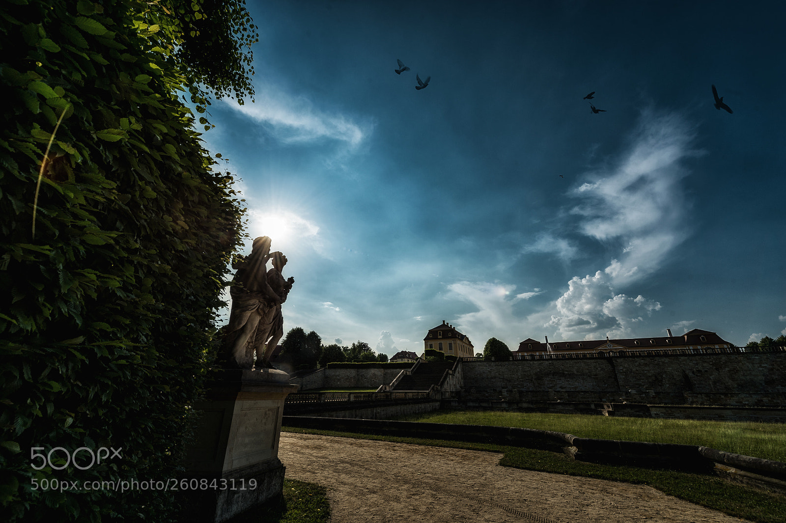 Nikon D4 sample photo. Evening park with statue photography