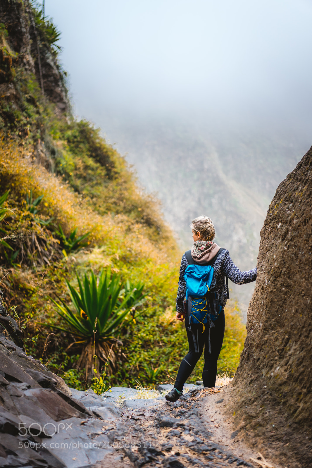 Sony a7 II sample photo. Woman hiker with backpack photography
