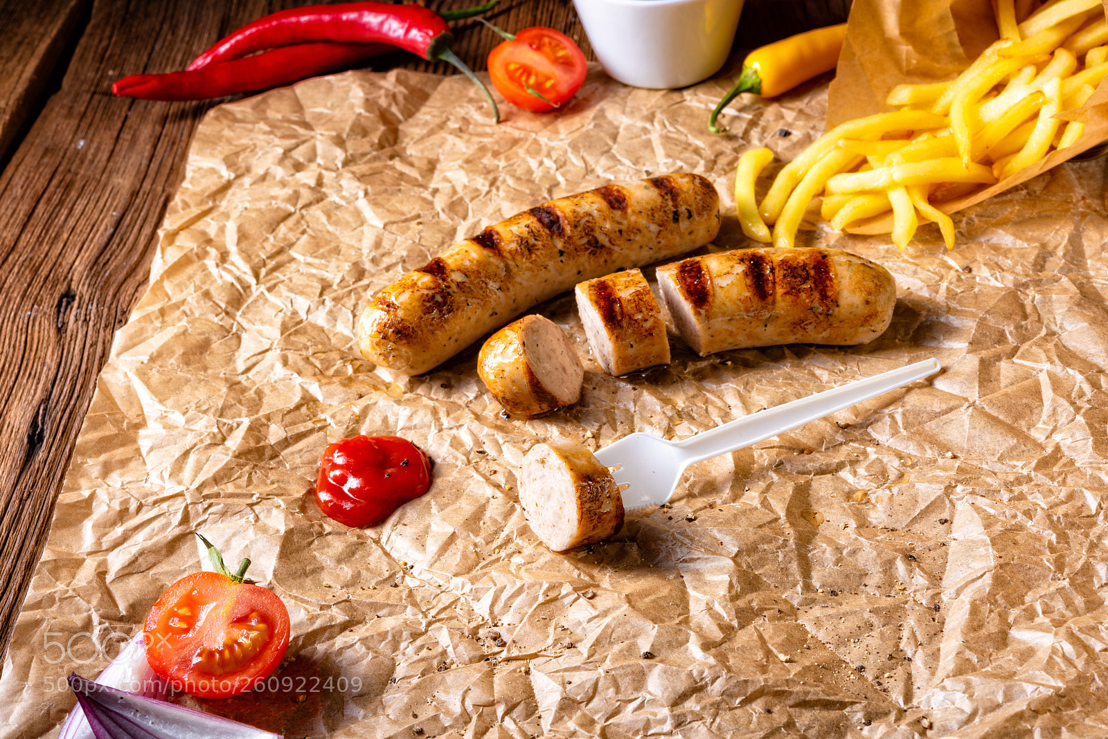 Nikon D810 sample photo. Rustic bratwurst with pommes photography