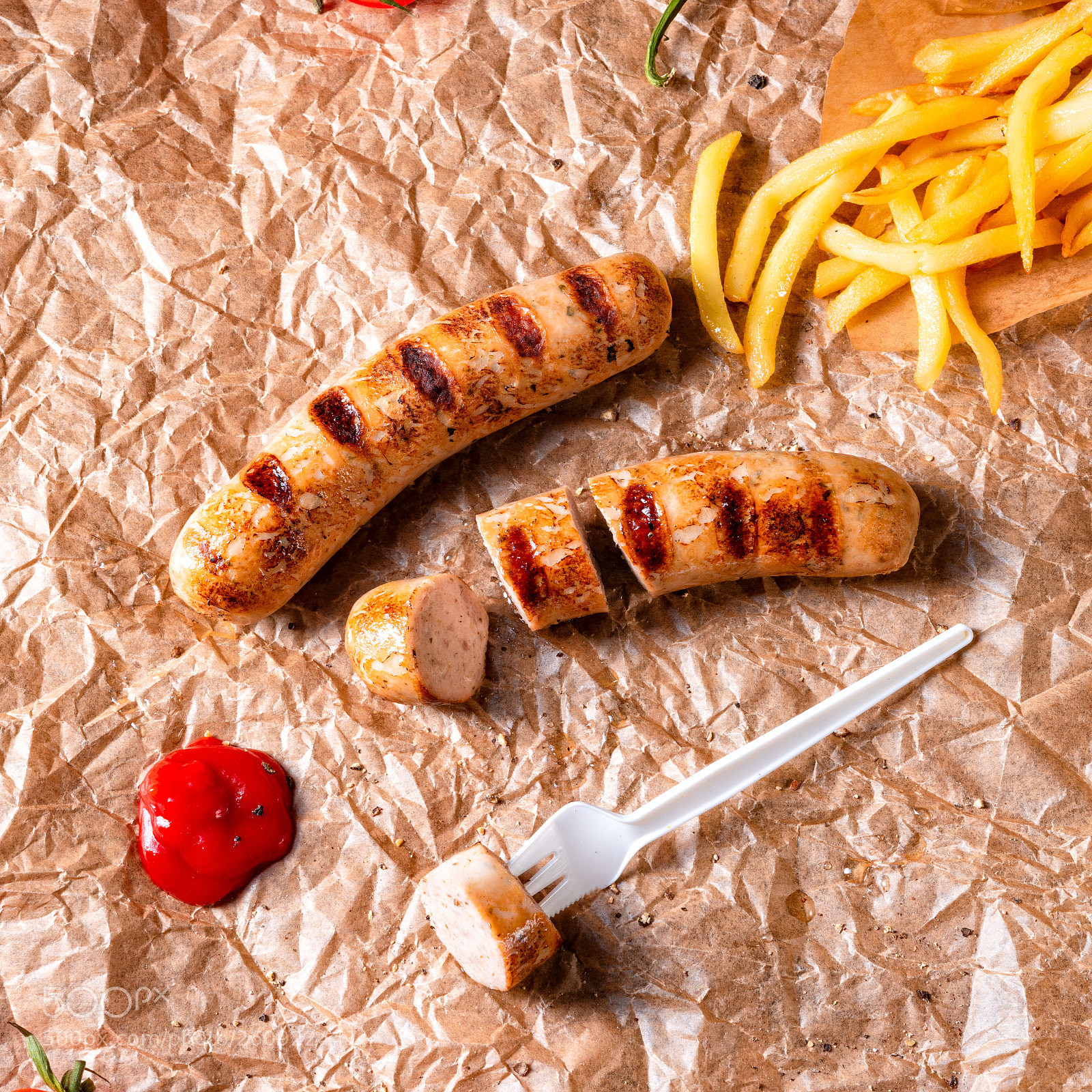 Nikon D810 sample photo. Rustic bratwurst with pommes photography