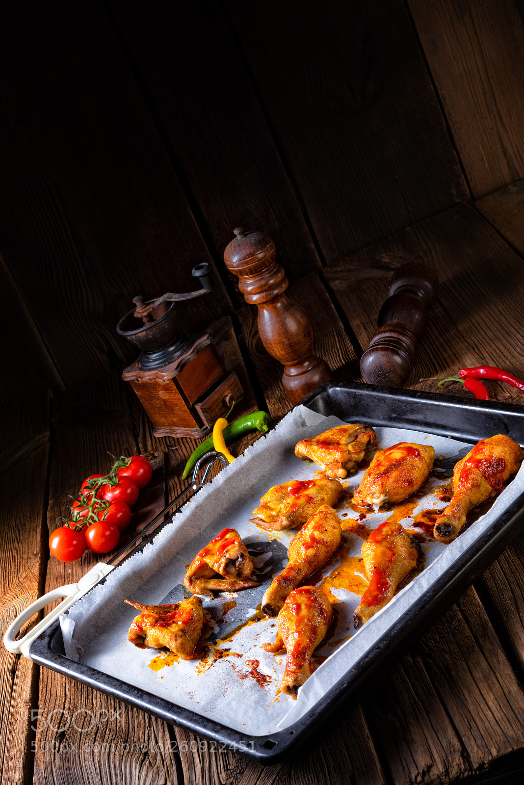 Nikon D810 sample photo. Rustic backed chicken wings,legs photography