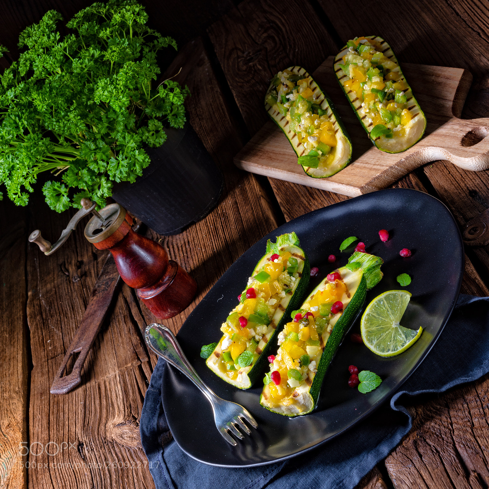 Nikon D810 sample photo. Grilled zucchini stuffed with photography