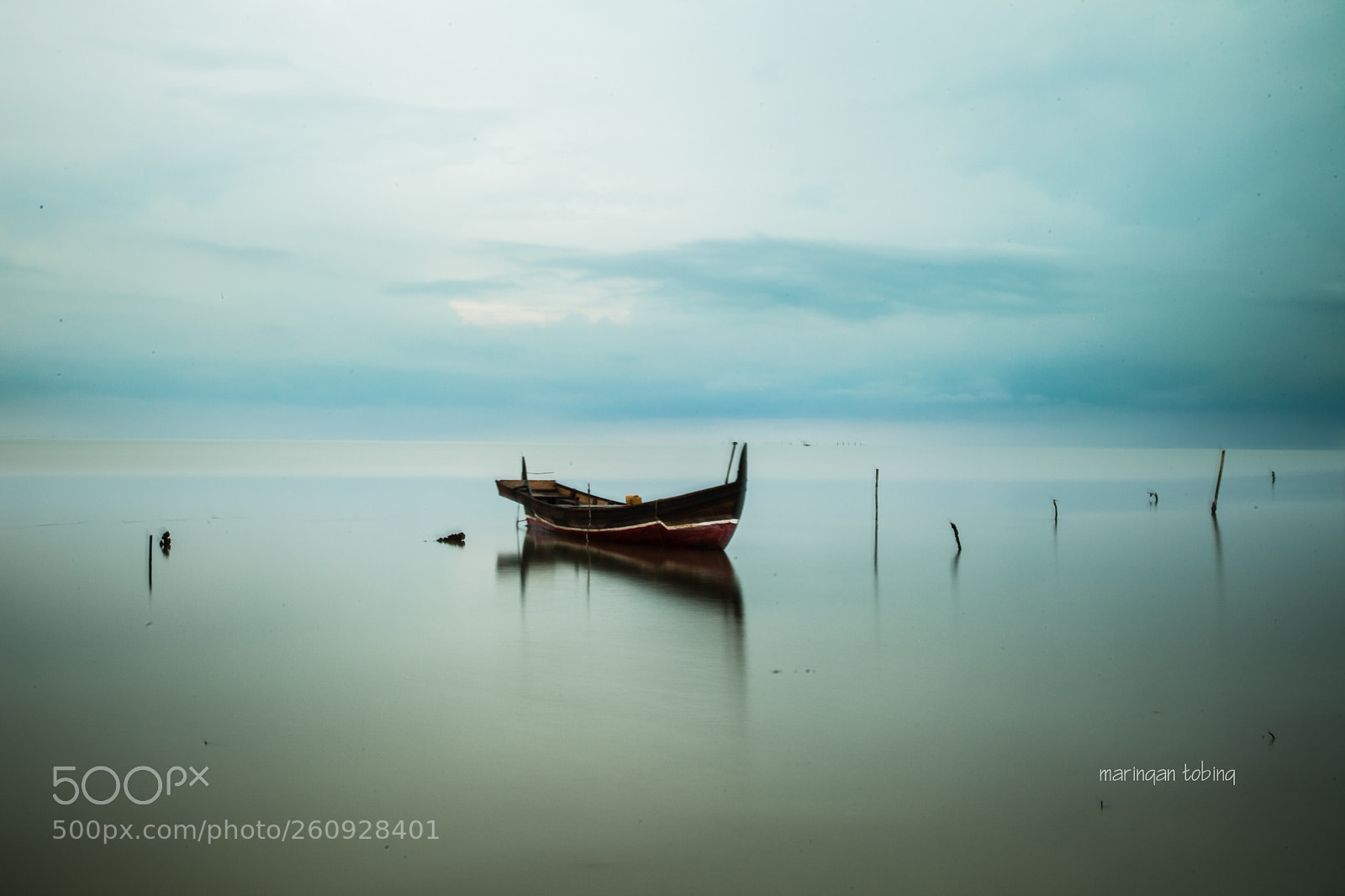 Canon EOS 5D Mark II sample photo. Anchored (boat's reflection) photography