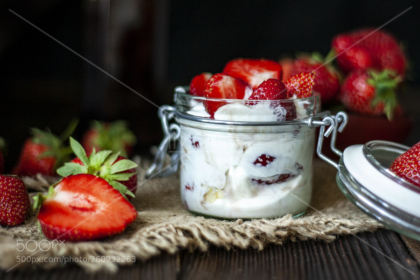 Canon EOS 5D Mark II sample photo. Strawberries with yogurt. photography