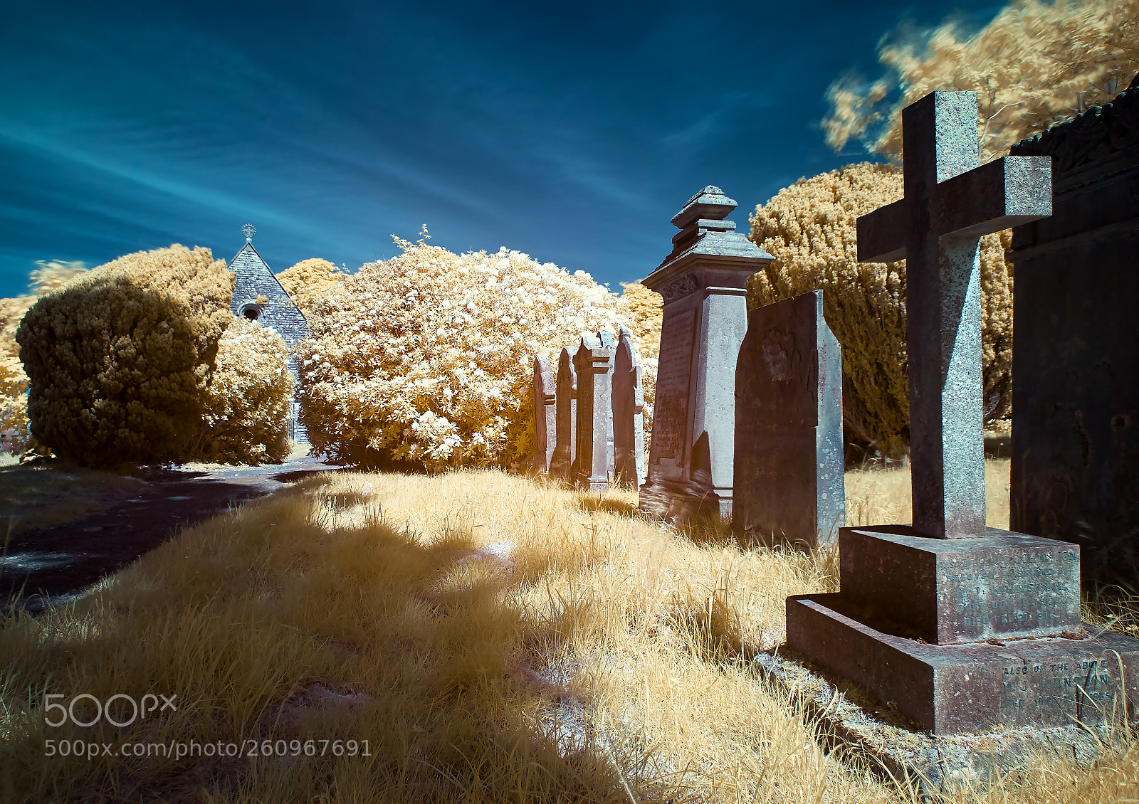 Nikon D200 sample photo. Maryport cemetry infared 720nm photography