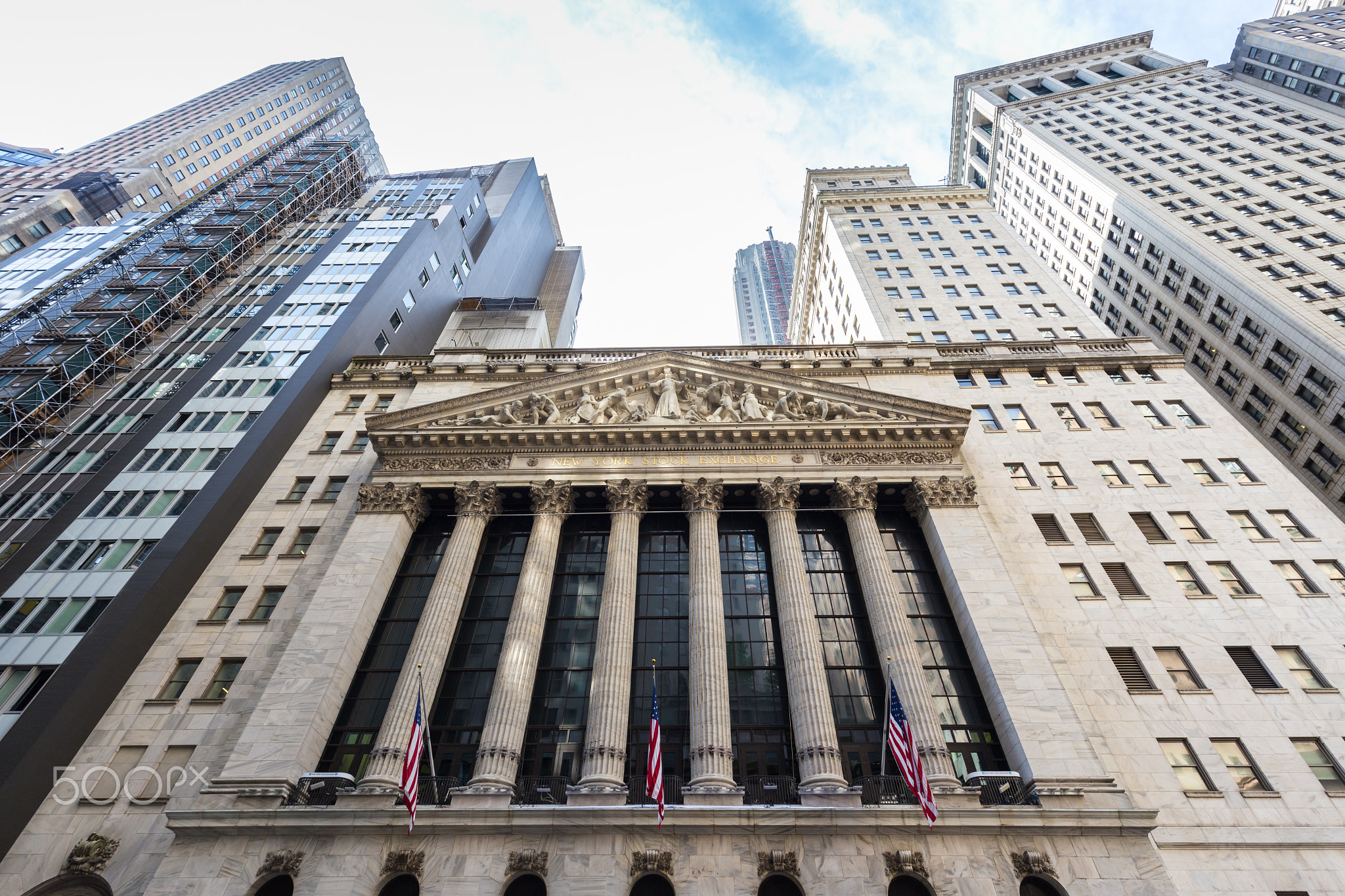 Exterior of New york Stock Exchange, Wall street, lower Manhattan, New York City, USA.