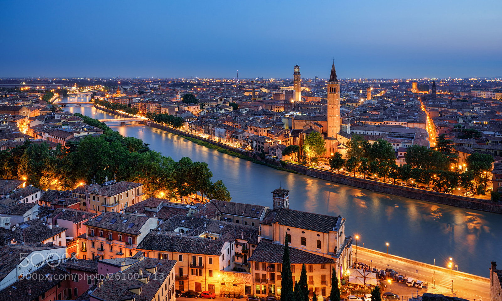 Sony a7R sample photo. Verona - blue hour photography