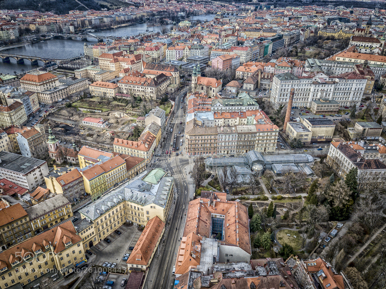 DJI FC220 sample photo. Prague aerial towards downtown photography