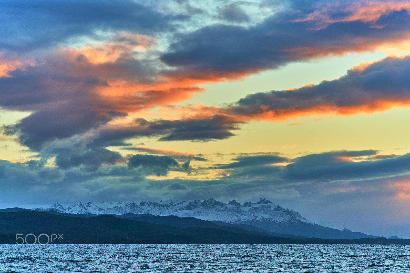 Sony a99 II sample photo. View of the beagle canal during sunset next to ushuaia. argentine and chilean patagonia photography