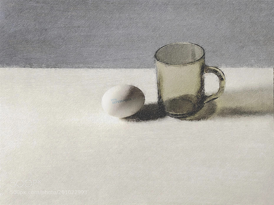 Sony a6000 sample photo. Egg and mug photography