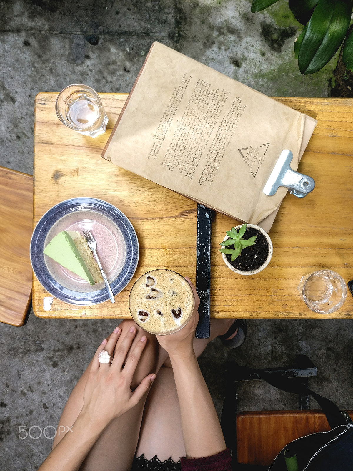 OnePlus A3003 sample photo. Iced coffee with matcha cake photography
