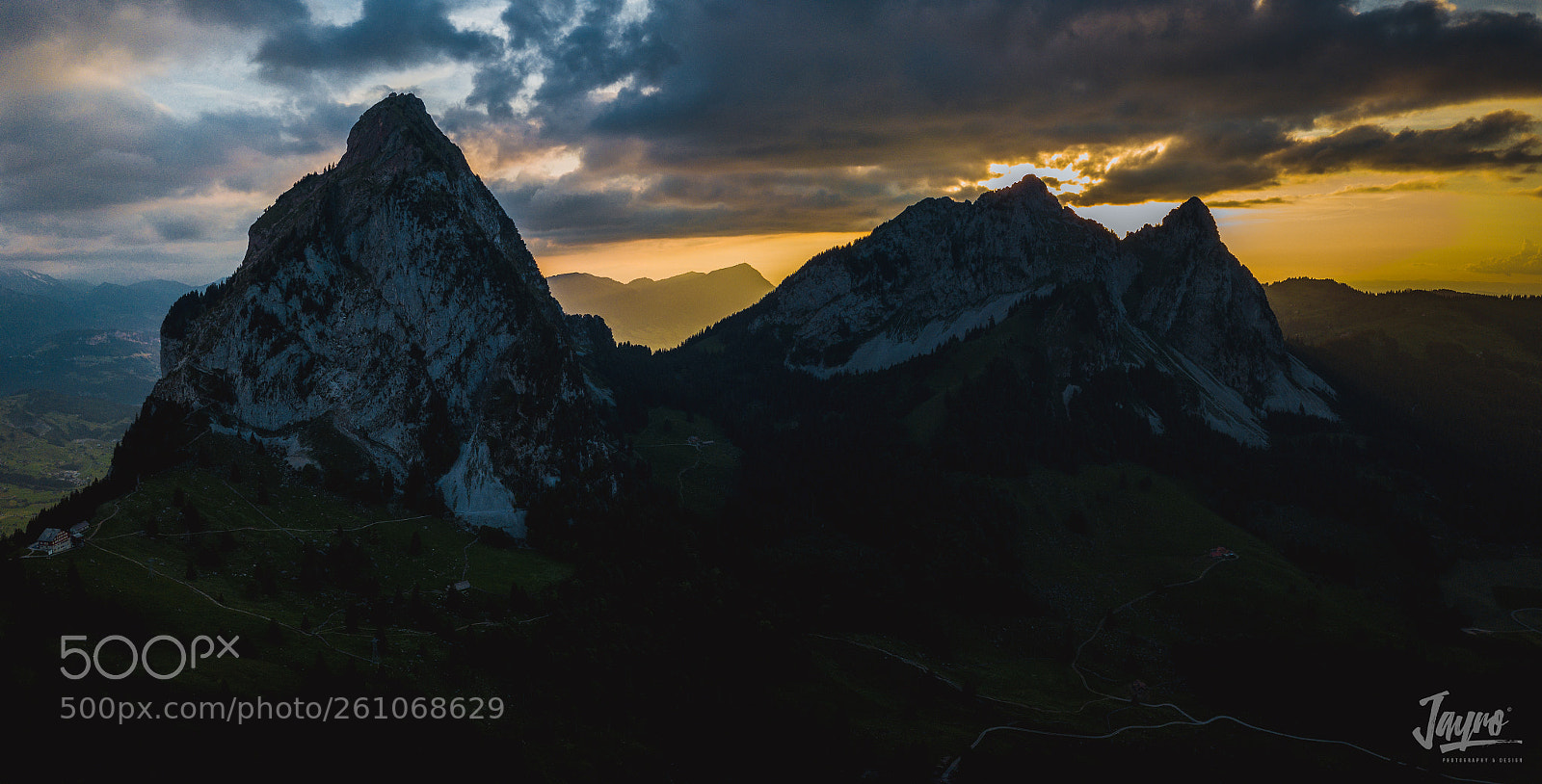 DJI FC220 sample photo. Sunset in the swiss photography