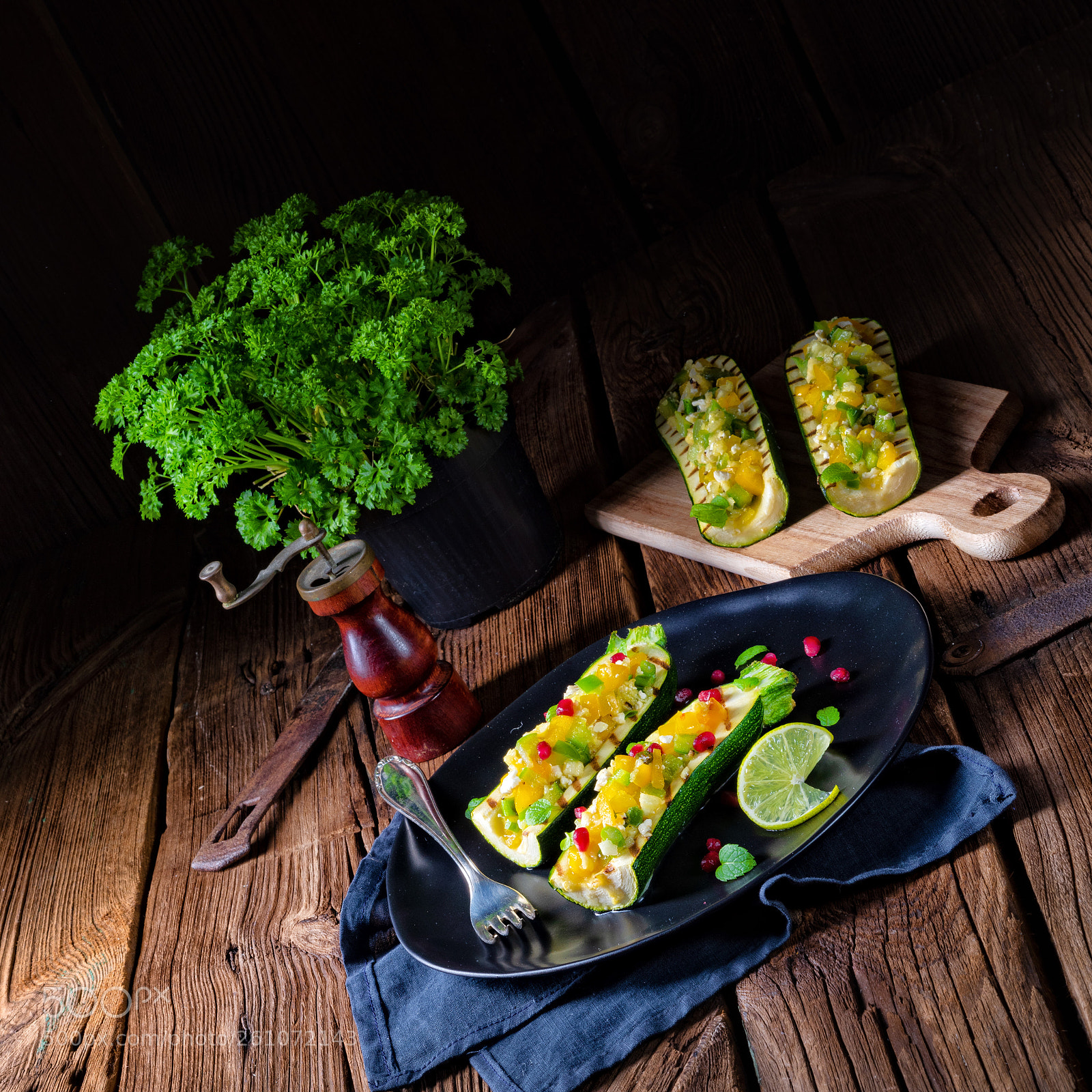 Nikon D810 sample photo. Grilled zucchini stuffed with photography