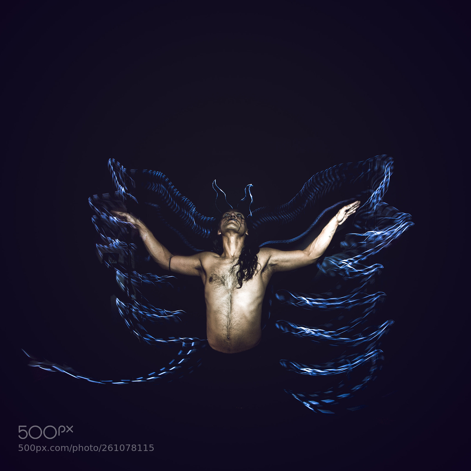 Pentax K-50 sample photo. Light painting - demon photography