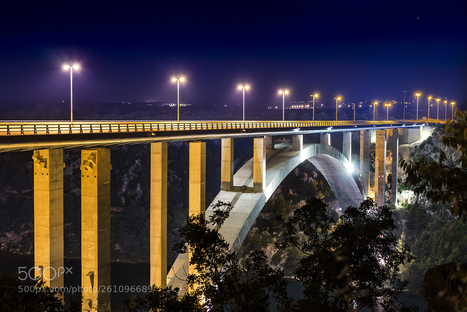 Sony a7 II sample photo. Night bridge photography