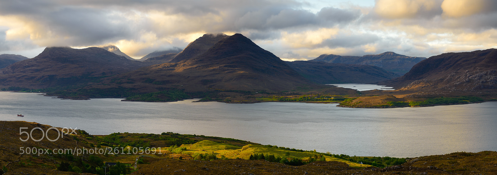 Nikon D610 sample photo. Loch torridon, dawn panorama photography