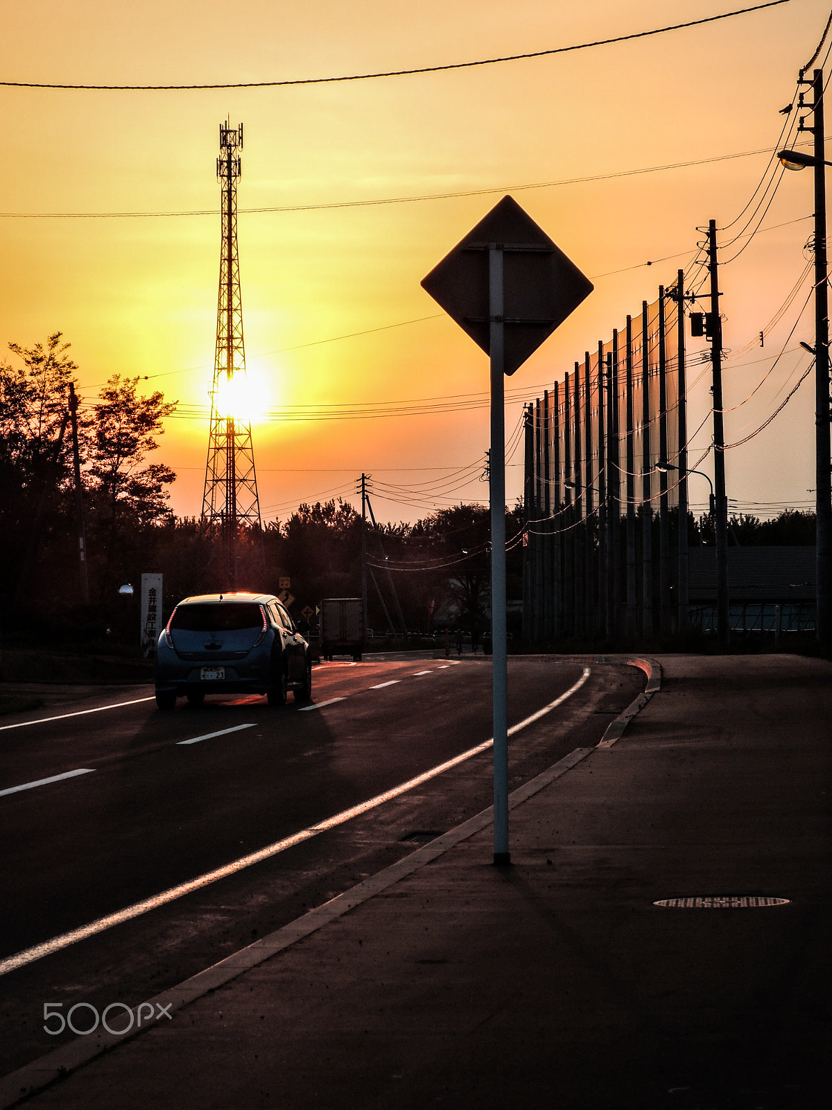 Nikon Coolpix P340 sample photo. Dusk road photography