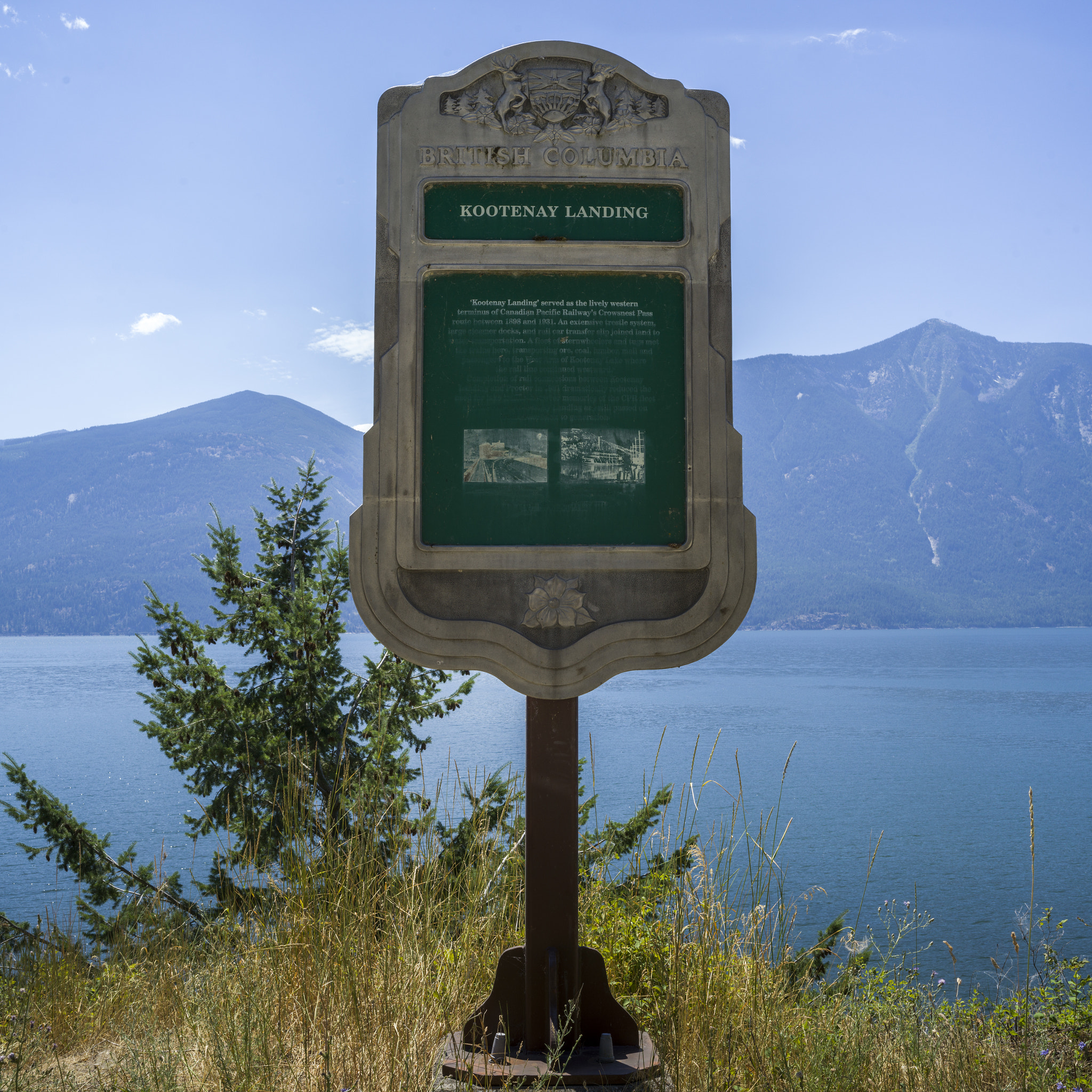 Hasselblad X1D-50c sample photo. Close-up of kootenay landing stop of interest sign, canadian pac photography