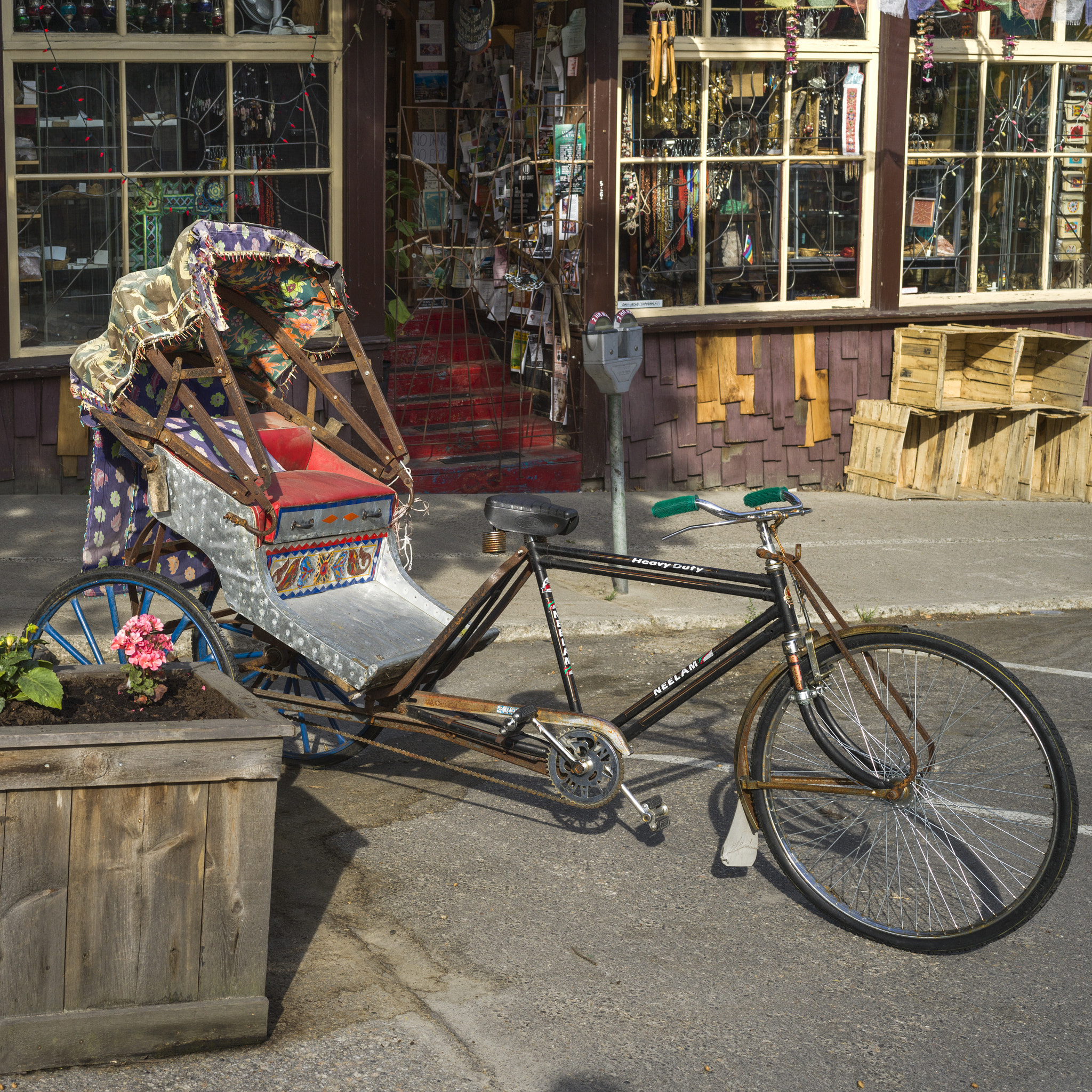 Hasselblad X1D-50c sample photo. Rickshaw parked outside store, nelson, british columbia, canada photography