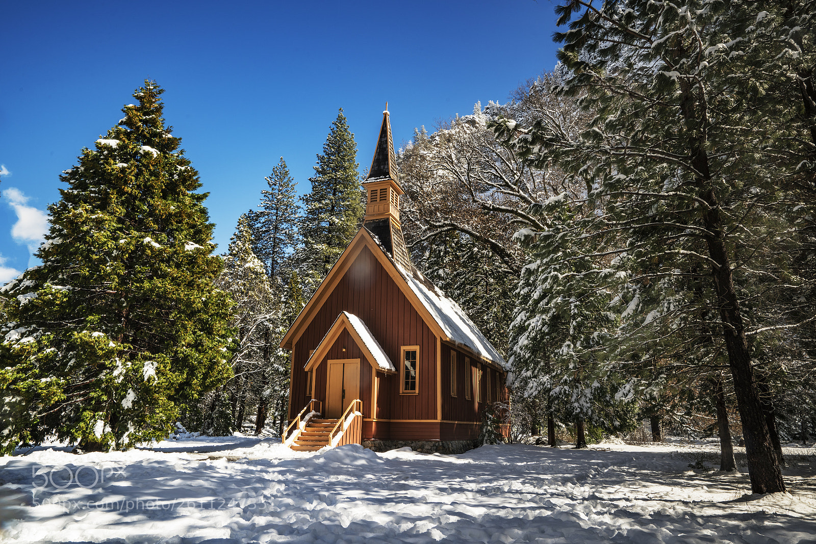 Sony a7R II sample photo. Snow-covered chapel, yosemite. photography