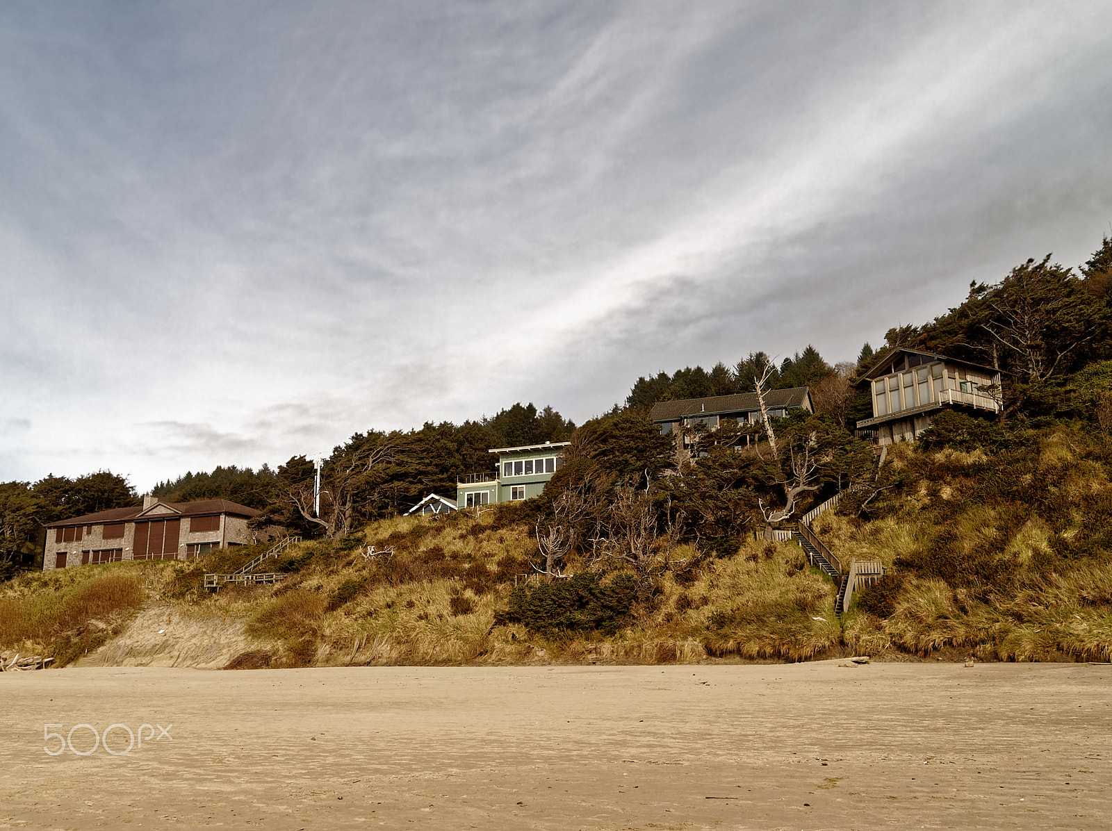 Olympus PEN E-PL1 sample photo. Beach houses at cannon beach photography