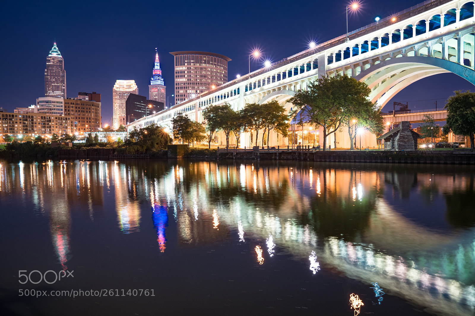 Sony a7R II sample photo. Cleveland night skyline photography