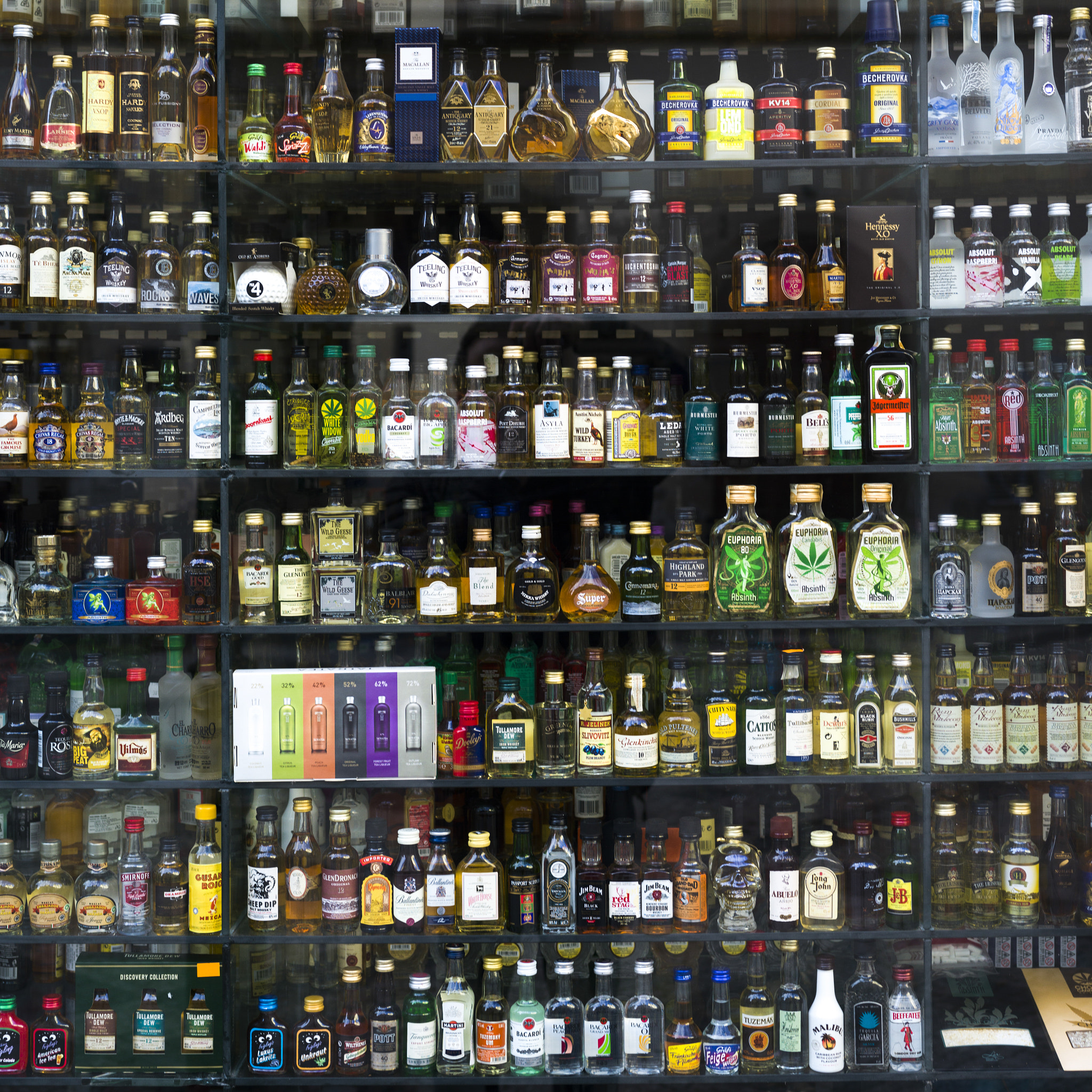Hasselblad X1D-50c sample photo. Bottles arranged in a liquor store, prague, czech republic photography